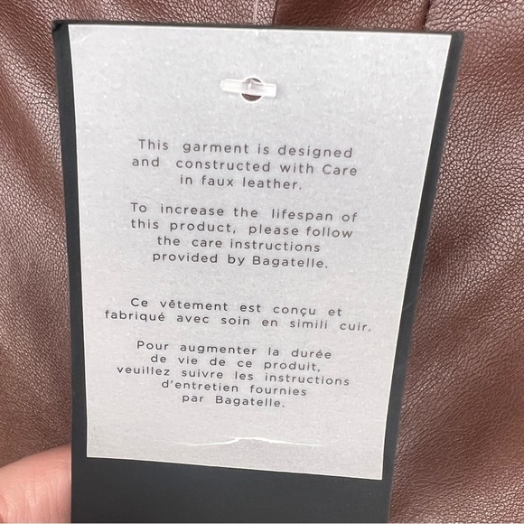 156. Bagatelle Women’s Faux Leather Pants Cropped Kick Flare, Cognac Women’s XL - Picture 5 of 5